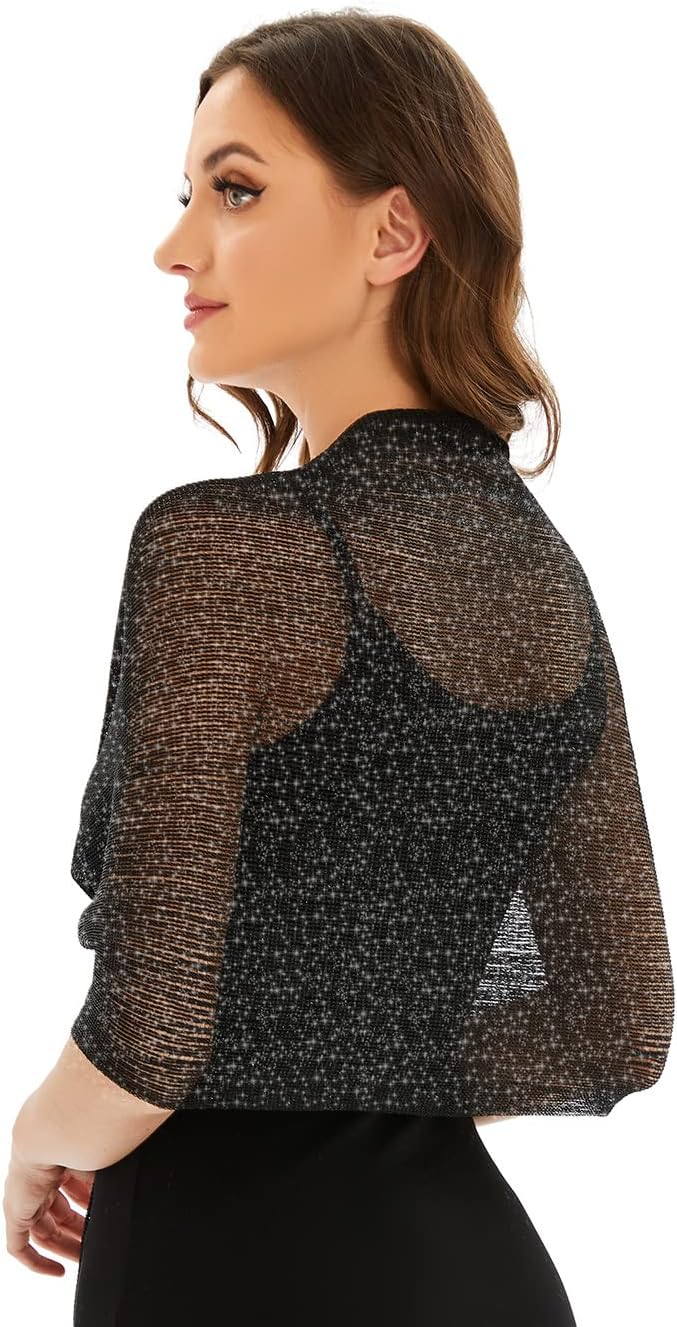 KUNINDOME Sparkling Metallic Shawls and Wraps with Buckle,for Evening Dresses Party Wedding Bride Bridesmaid - Image 3